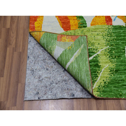 Modern and Contemporary Wool Hand Knotted Rug Ivory No Border 9.0X12.3 -O079936