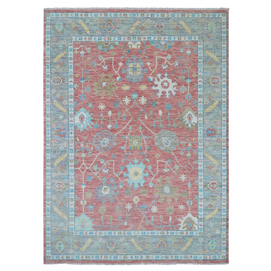 Oushak And Peshawar Wool Hand Knotted Rug Pink Gray 10.1X14.0 -O079939