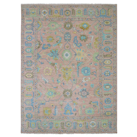 Oushak And Peshawar Wool Hand Knotted Rug Pink Pink 10.1X13.9 -O079941
