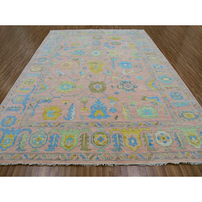 Oushak And Peshawar Wool Hand Knotted Rug Pink Pink 10.1X13.9 -O079941