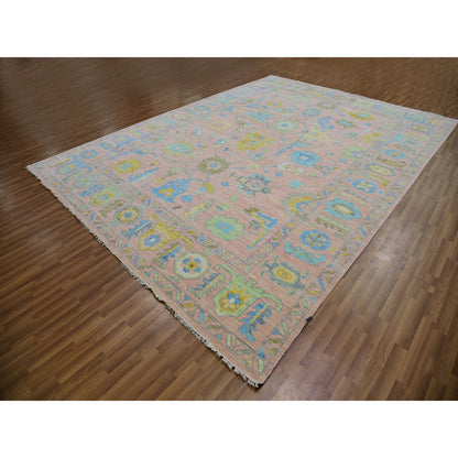 Oushak And Peshawar Wool Hand Knotted Rug Pink Pink 10.1X13.9 -O079941