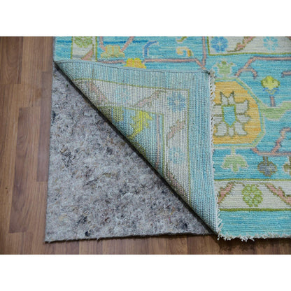Oushak And Peshawar Wool Hand Knotted Rug Blue Blue 10.2X14.0 -O079942
