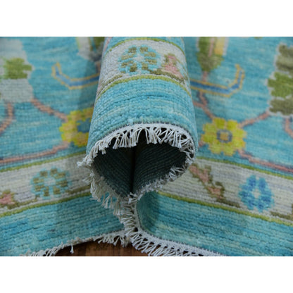 Oushak And Peshawar Wool Hand Knotted Rug Blue Blue 10.2X14.0 -O079942