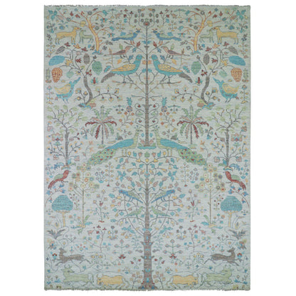 Oushak And Peshawar Wool Hand Knotted Rug Ivory No Border 10.1X13.10 -O079943