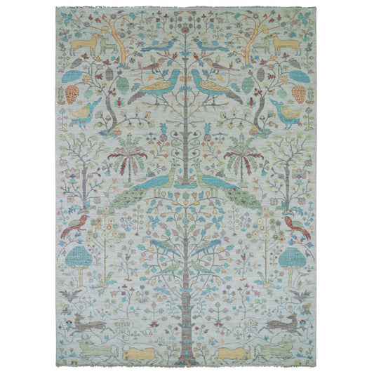 Oushak And Peshawar Wool Hand Knotted Rug Ivory No Border 10.1X13.10 -O079943
