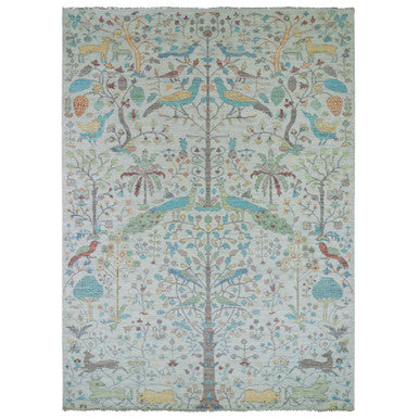 Oushak And Peshawar Wool Hand Knotted Rug Ivory No Border 10.1X13.10 -O079943