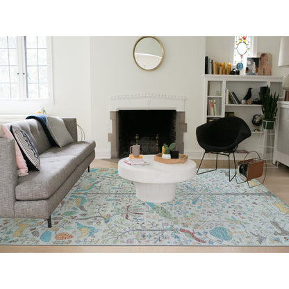 Oushak And Peshawar Wool Hand Knotted Rug Ivory No Border 10.1X13.10 -O079943