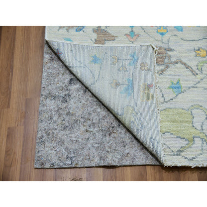Oushak And Peshawar Wool Hand Knotted Rug Ivory No Border 10.1X13.10 -O079943