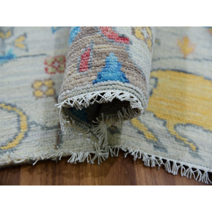 Oushak And Peshawar Wool Hand Knotted Rug Ivory No Border 10.1X13.10 -O079943