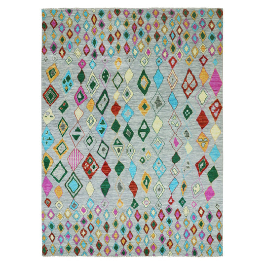 Modern and Contemporary Wool Hand Knotted Rug Grey No Border 10.2X14.0 -O079944