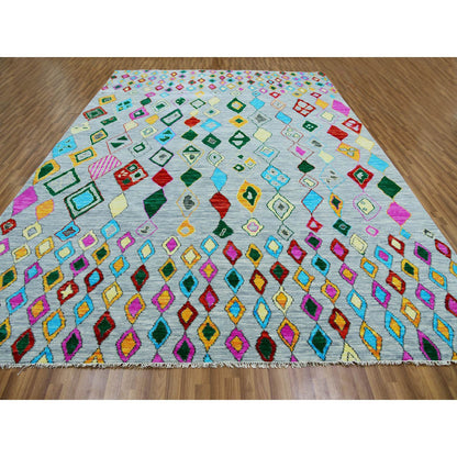 Modern and Contemporary Wool Hand Knotted Rug Grey No Border 10.2X14.0 -O079944