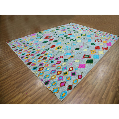 Modern and Contemporary Wool Hand Knotted Rug Grey No Border 10.2X14.0 -O079944