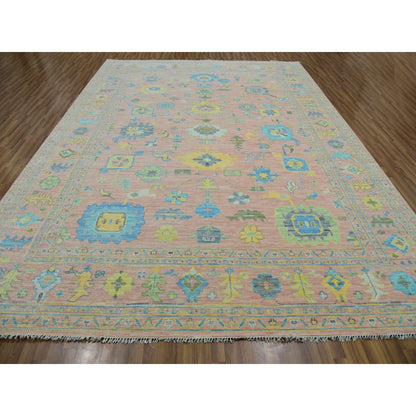 Oushak And Peshawar Wool Hand Knotted Rug Pink Pink 10.3X14.0 -O079946