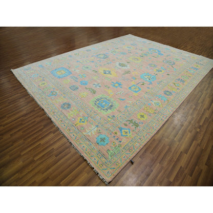 Oushak And Peshawar Wool Hand Knotted Rug Pink Pink 10.3X14.0 -O079946