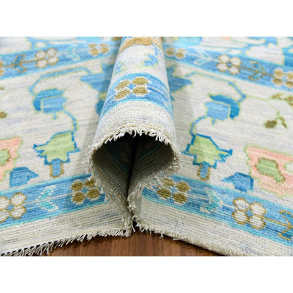 Oushak And Peshawar Wool Hand Knotted Rug Ivory Ivory 10.2X14.0 -O079947