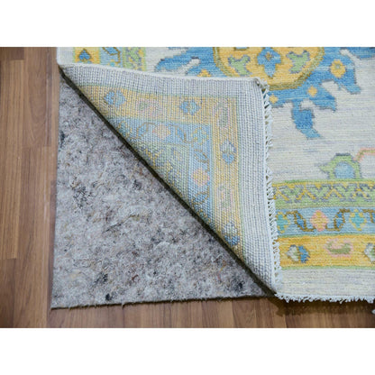 Oushak And Peshawar Wool Hand Knotted Rug Ivory Yellow 10.1X14.0 -O079949
