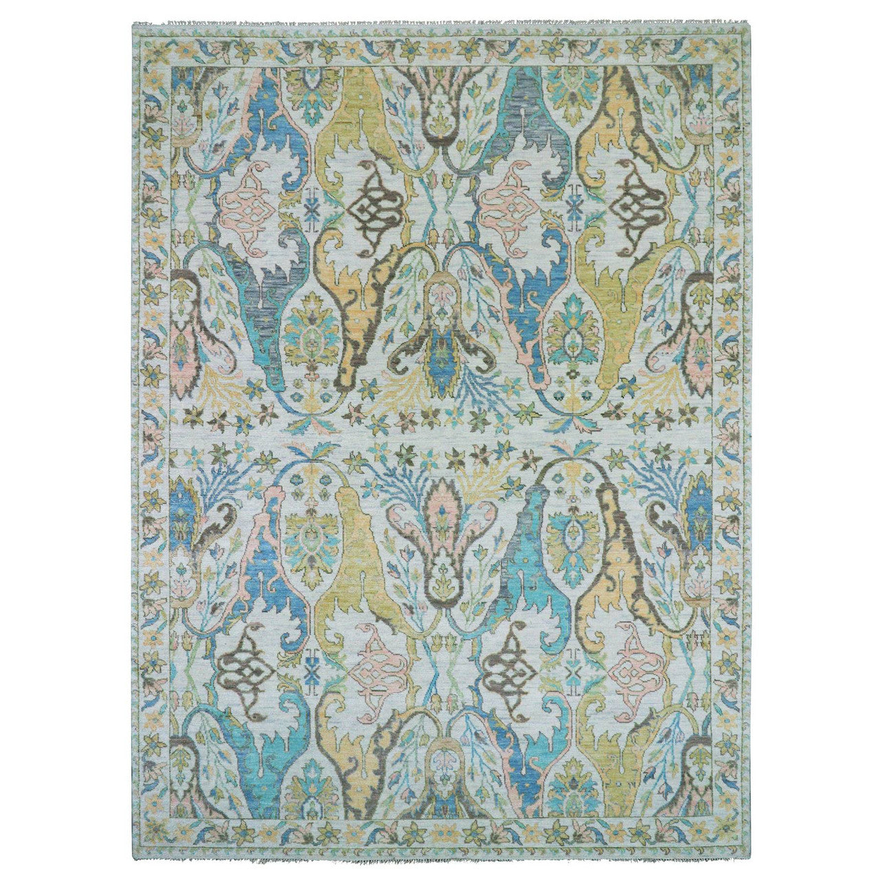 Tribal & Geometric Wool Hand Knotted Rug Ivory Ivory 10.4X14.0 -O079951