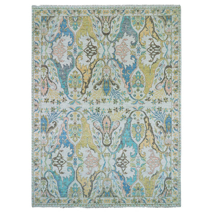 Tribal & Geometric Wool Hand Knotted Rug Ivory Ivory 10.4X14.0 -O079951
