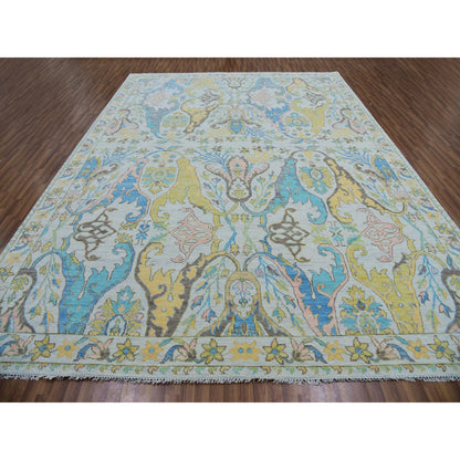 Tribal & Geometric Wool Hand Knotted Rug Ivory Ivory 10.4X14.0 -O079951