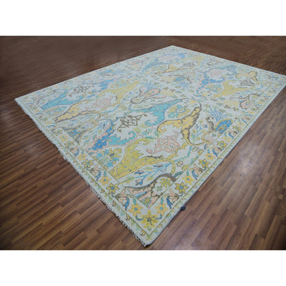 Tribal & Geometric Wool Hand Knotted Rug Ivory Ivory 10.4X14.0 -O079951