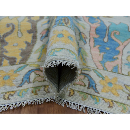 Tribal & Geometric Wool Hand Knotted Rug Ivory Ivory 10.4X14.0 -O079951