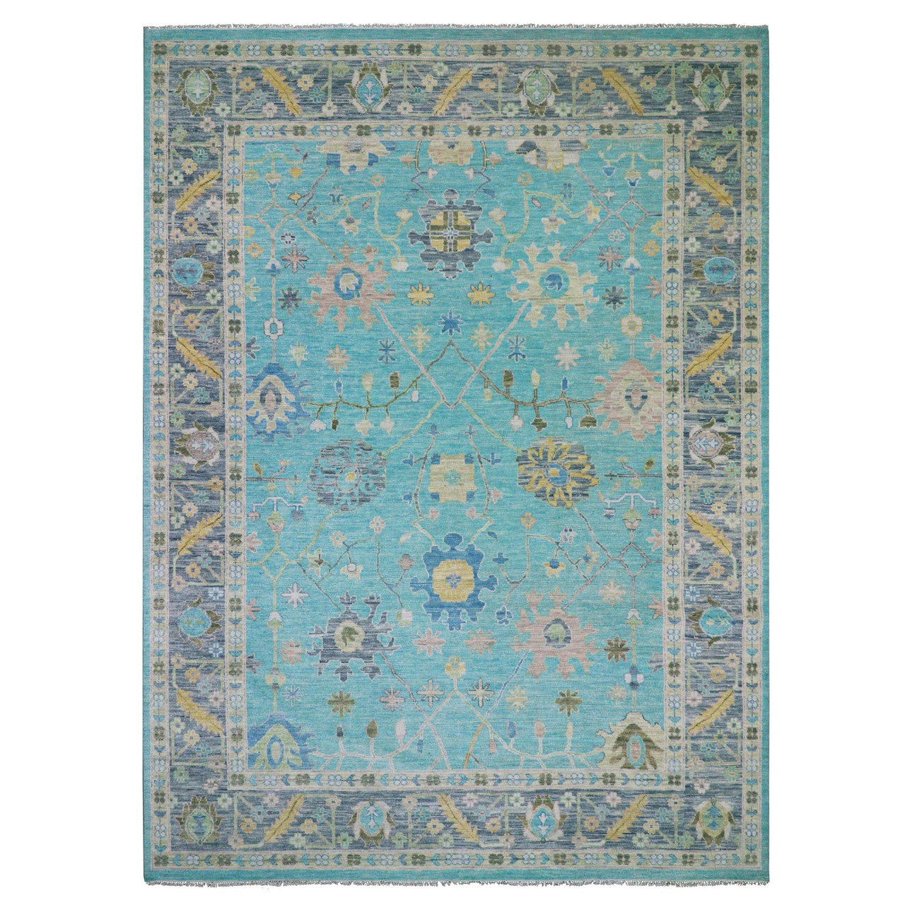 Gray 10'1" x 13'10" Oushak And Peshawar Hand knotted Wool Rug - Sku: O079953