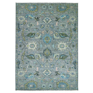 Oushak And Peshawar Wool Hand Knotted Rug Grey Gray 10.1X14.0 -O079954
