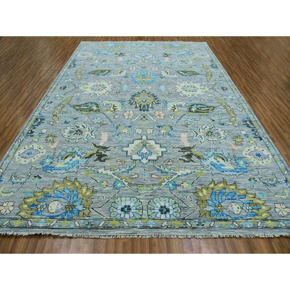Oushak And Peshawar Wool Hand Knotted Rug Grey Gray 10.1X14.0 -O079954