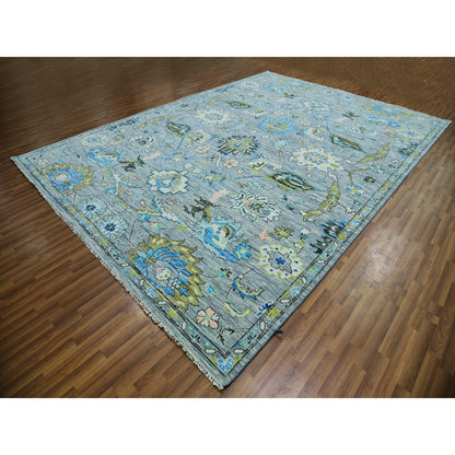 Oushak And Peshawar Wool Hand Knotted Rug Grey Gray 10.1X14.0 -O079954
