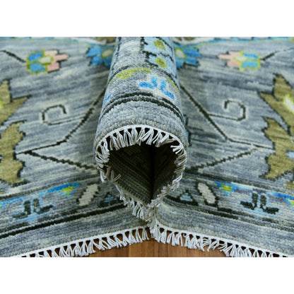 Oushak And Peshawar Wool Hand Knotted Rug Grey Gray 10.1X14.0 -O079954