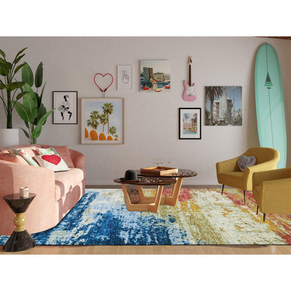 Modern and Contemporary Wool Hand Knotted Rug Ivory No Border 10.3X13.9 -O079959