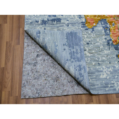 Modern and Contemporary Wool Hand Knotted Rug Grey No Border 9.10X13.8 -O079961