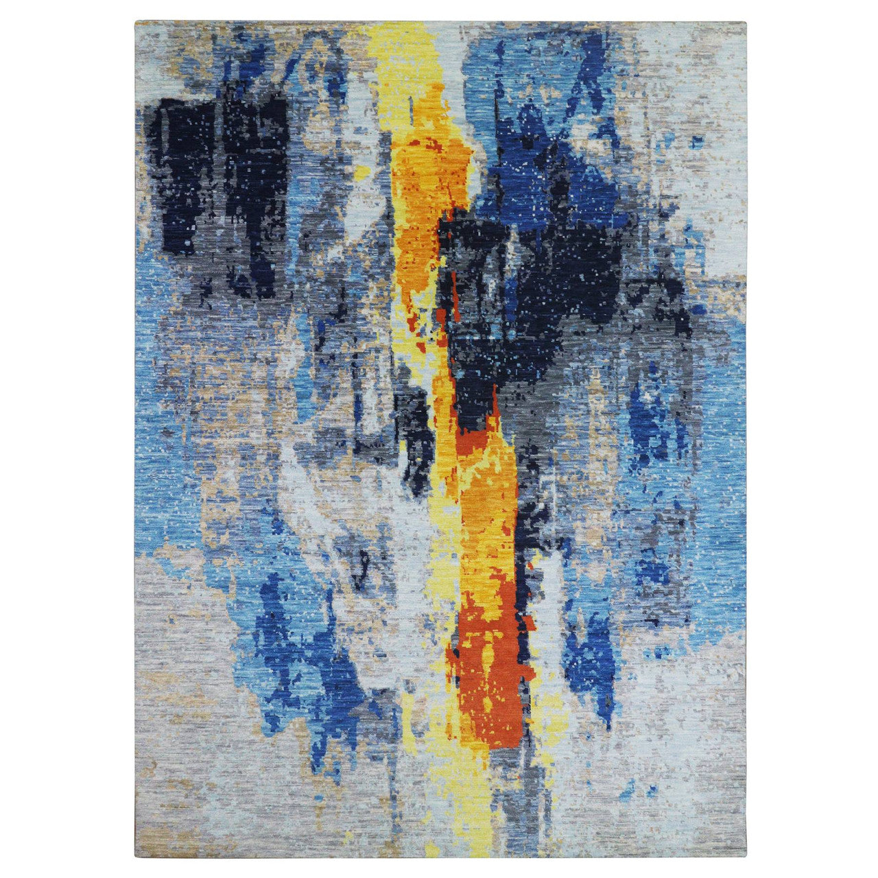 Modern and Contemporary Wool Hand Knotted Rug Grey No Border 10.0X13.9 -O079963