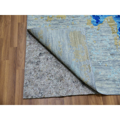 Modern and Contemporary Wool Hand Knotted Rug Grey No Border 10.0X13.9 -O079963