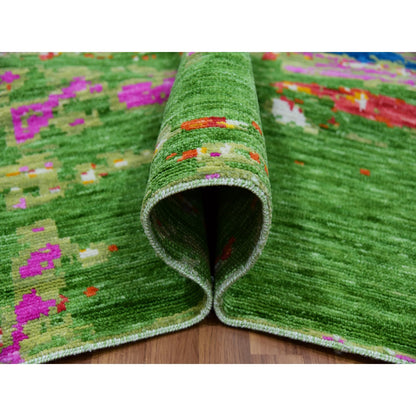 Modern and Contemporary Wool Hand Knotted Rug Multicolored No Border 10.0X14.1 -O079965