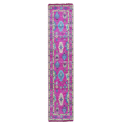 Oushak And Peshawar Wool Hand Knotted Rug Pink Pink 2.7X11.10 -O079967