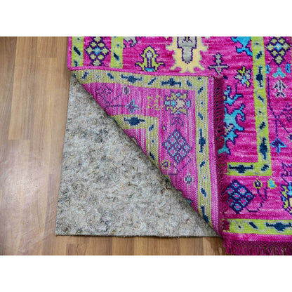 Oushak And Peshawar Wool Hand Knotted Rug Pink Pink 2.7X11.10 -O079967