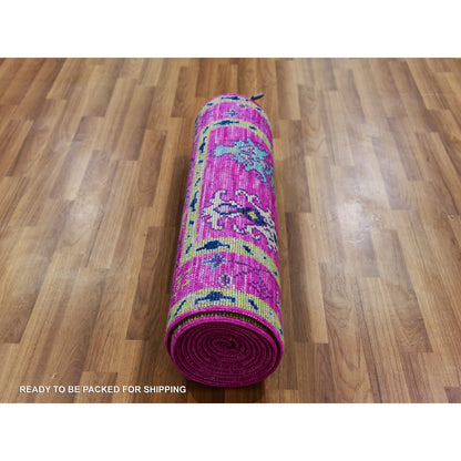 Oushak And Peshawar Wool Hand Knotted Rug Pink Pink 2.7X11.10 -O079967
