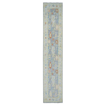 Oushak And Peshawar Wool Hand Knotted Rug Grey Light Gray 2.0X15.7 -O079970