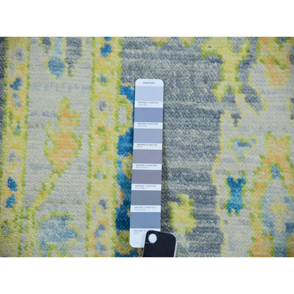 Oushak And Peshawar Wool Hand Knotted Rug Grey Light Gray 2.0X15.7 -O079970