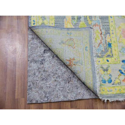 Oushak And Peshawar Wool Hand Knotted Rug Grey Light Gray 2.10X15.7 -O079971