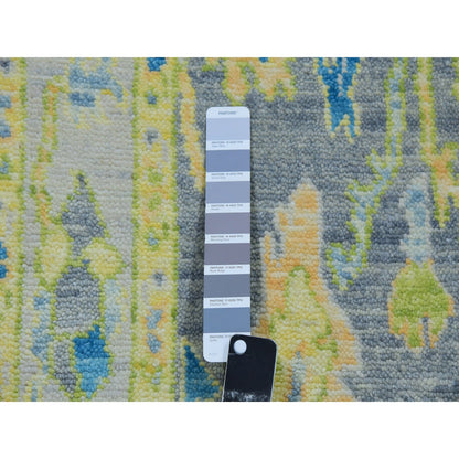 Oushak And Peshawar Wool Hand Knotted Rug Grey Light Gray 2.10X15.7 -O079971