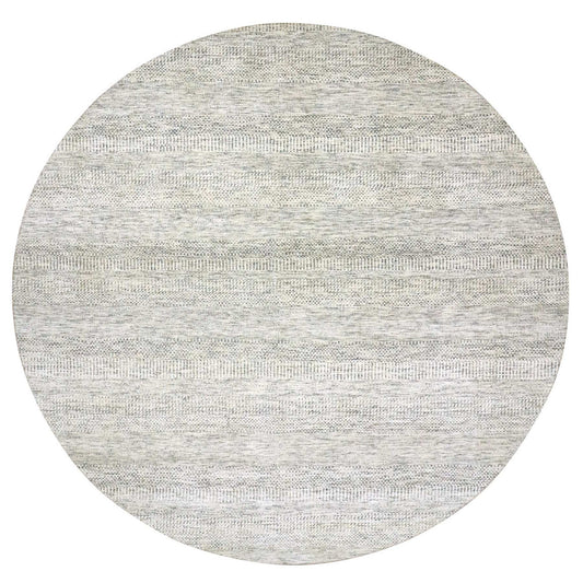 Modern and Contemporary Wool Hand Knotted Rug Ivory No Border 13.9X13.9 -O079972