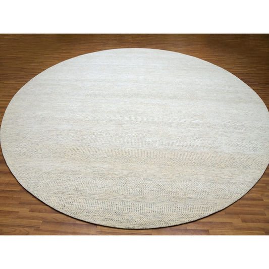 Modern and Contemporary Wool Hand Knotted Rug Ivory No Border 13.9X13.9 -O079972