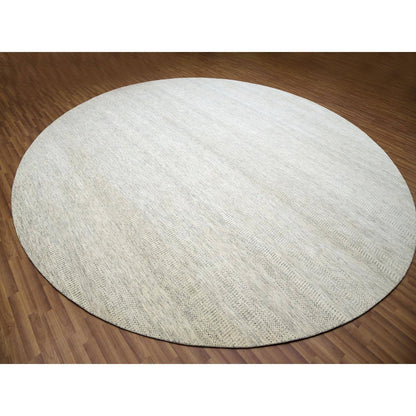 Modern and Contemporary Wool Hand Knotted Rug Ivory No Border 13.9X13.9 -O079972