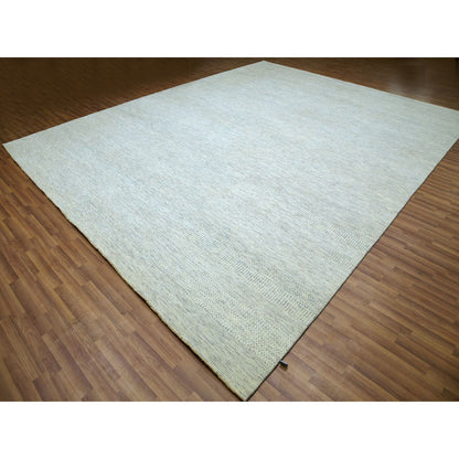 Modern and Contemporary Wool Hand Knotted Rug Ivory No Border 11.11X14.11 -O079973