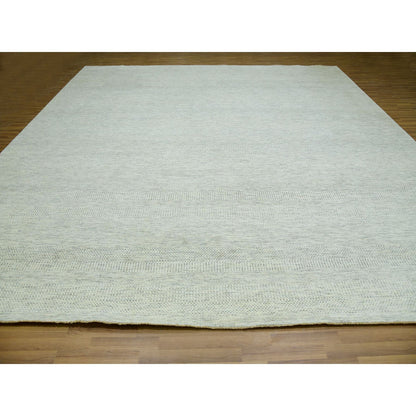 Modern and Contemporary Wool Hand Knotted Rug Ivory No Border 14.1X14.2 -O079974