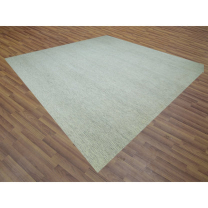 Modern and Contemporary Wool Hand Knotted Rug Ivory No Border 14.1X14.2 -O079974