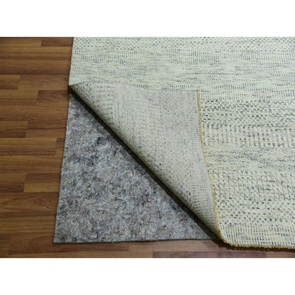 Modern and Contemporary Wool Hand Knotted Rug Ivory No Border 14.1X14.2 -O079974