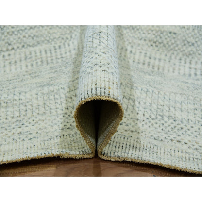 Modern and Contemporary Wool Hand Knotted Rug Ivory No Border 14.1X14.2 -O079974